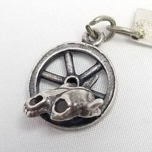 Vintage Sterling Silver Albuquerque New Mexico Skull Wagon Wheel Charm Pendant